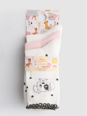 Disney Classics 101 Dalmatians x Primark White & Pink Crew Socks - 3 Pack